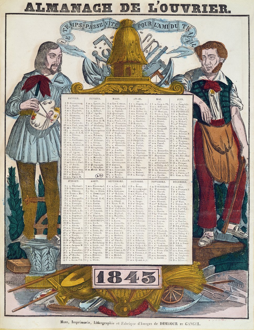 Arbetarkalender för 1843 av French School