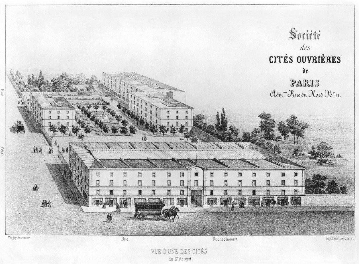 Arbetarbostad, 58 rue Rochechouart, Paris, ca 1870 av French School