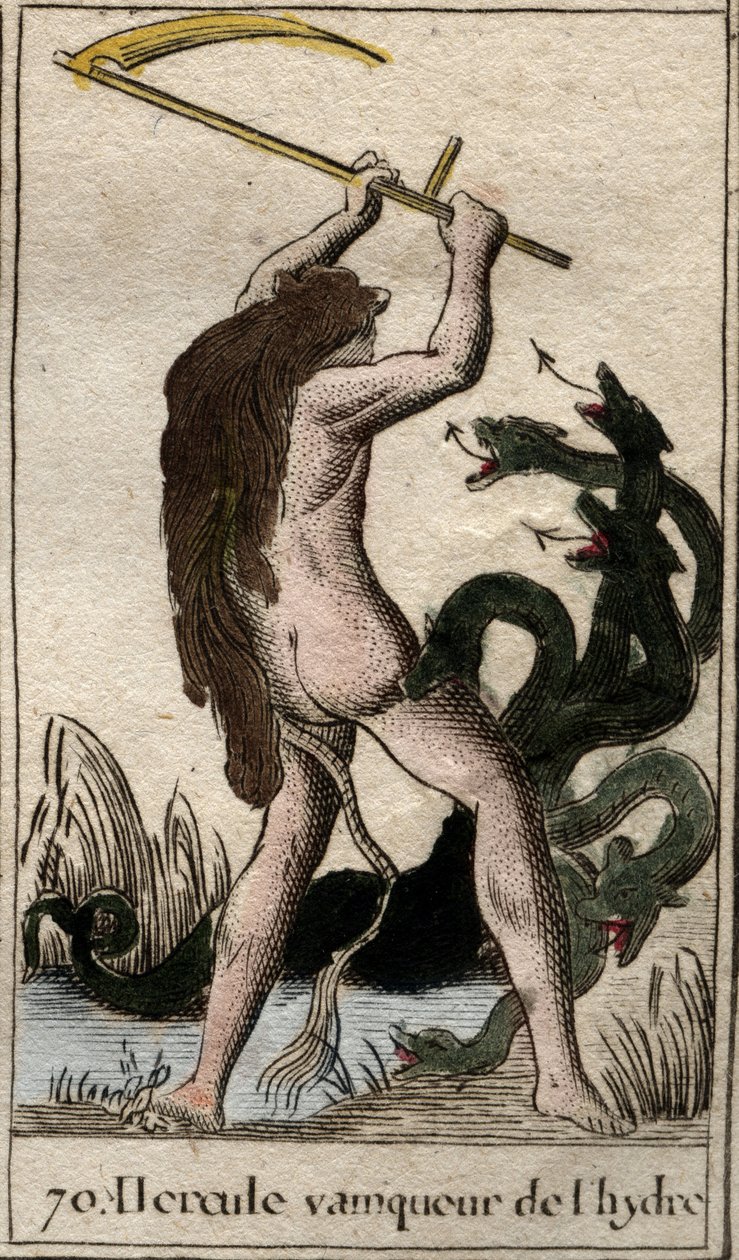 Works of Hercules: "" Hercules killing the Lernaean Hydra"" (Labor of Heracles, Hercules killing the Lernaean Hydra) Från "" Mythology of Youth "" av Pierre Blanchard 1803. av French School