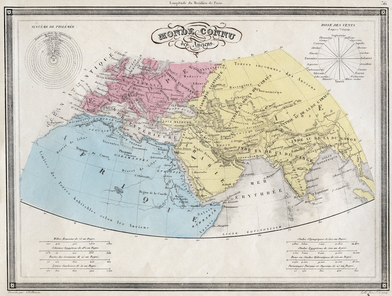 Världskänd av de gamla - Plåt extraherad från "Universal Atlas of Ancient and Modern Geography for the Use of Residential Schools" av Vuillemin - ca. 1845 av French School