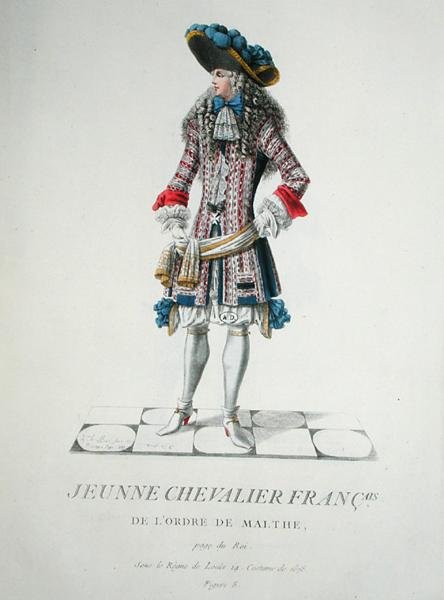 Ung riddare av riddarorden av Malta 1678, illustration från 