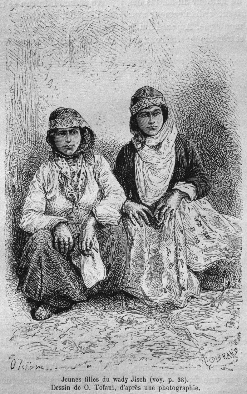 Unga flickor, från Syrien idag. Reser i Fenicien, Libanon och Judéen. 1875-1880 av Louis Charles Emile Lortet, 1884 av French School