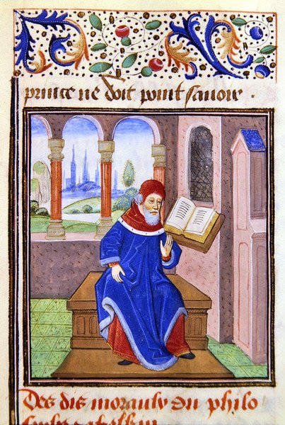 Zaqaquin, från Histoire des Philosophes, sent 1400-tal (vellum) av French School