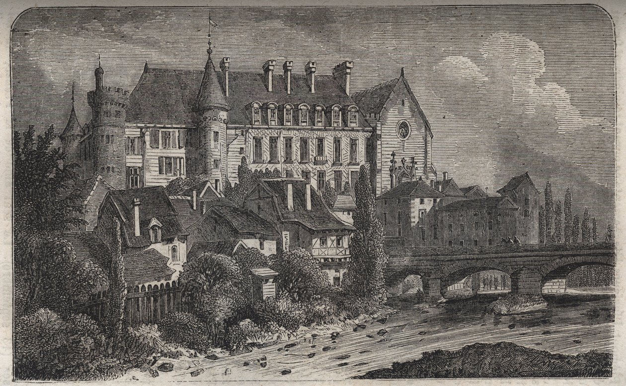 slottet La Palice kommun Lapalisse, i departementet Allier, - gravyr i "Histoire de France" av Victor Duruy (1811-1894) - 1882 av French School