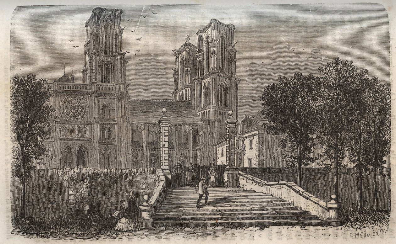 Cathedrale Notre-Dame (Notre Dame) de Laon (1150-1180), Aisne - gravyr i ""History of France"" av Victor Duruy (1811-1894) - 1882 av French School