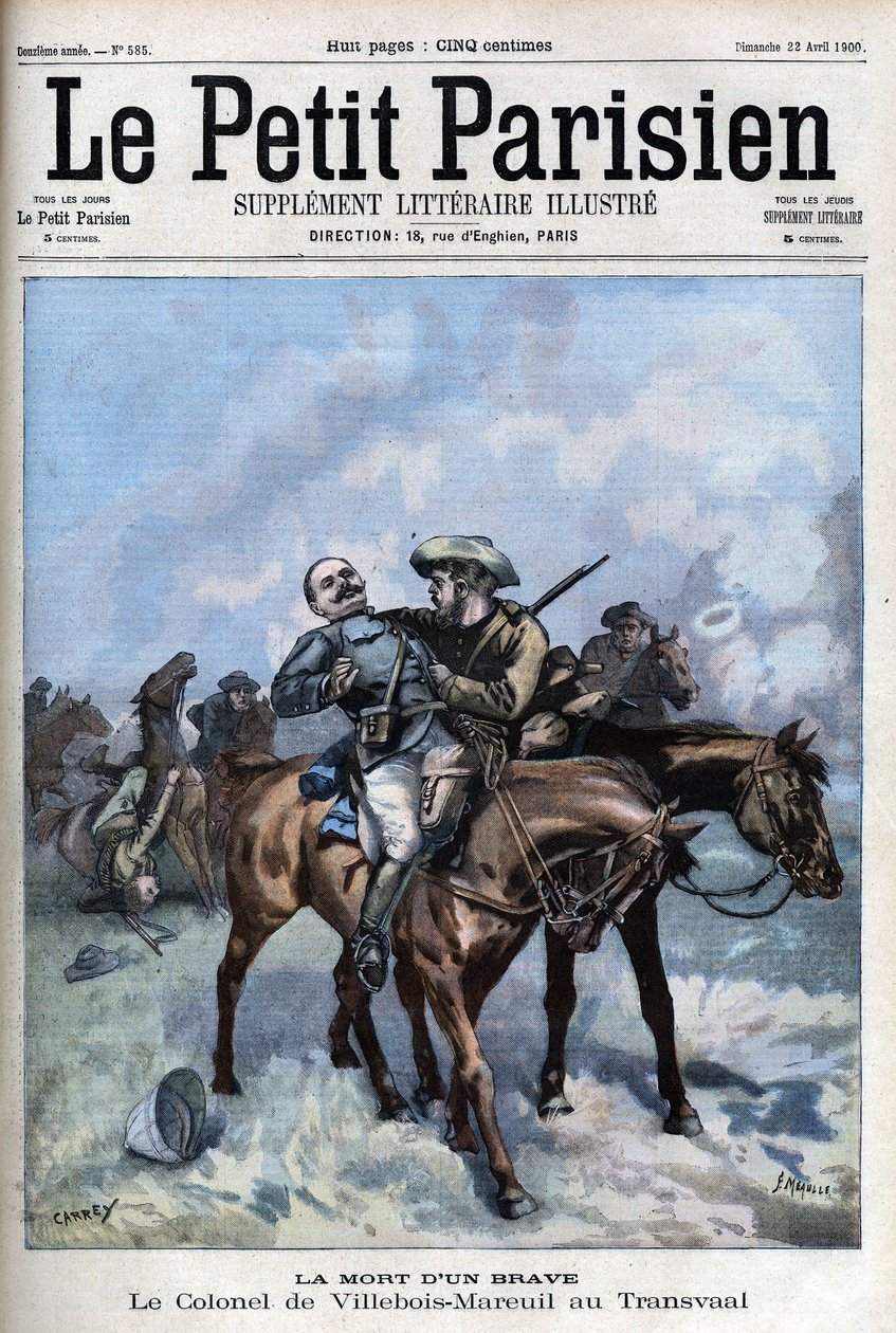 General Villebois Mareuils död under boernas krig (1899-1902) - i "Le petit Parisien"" av French School
