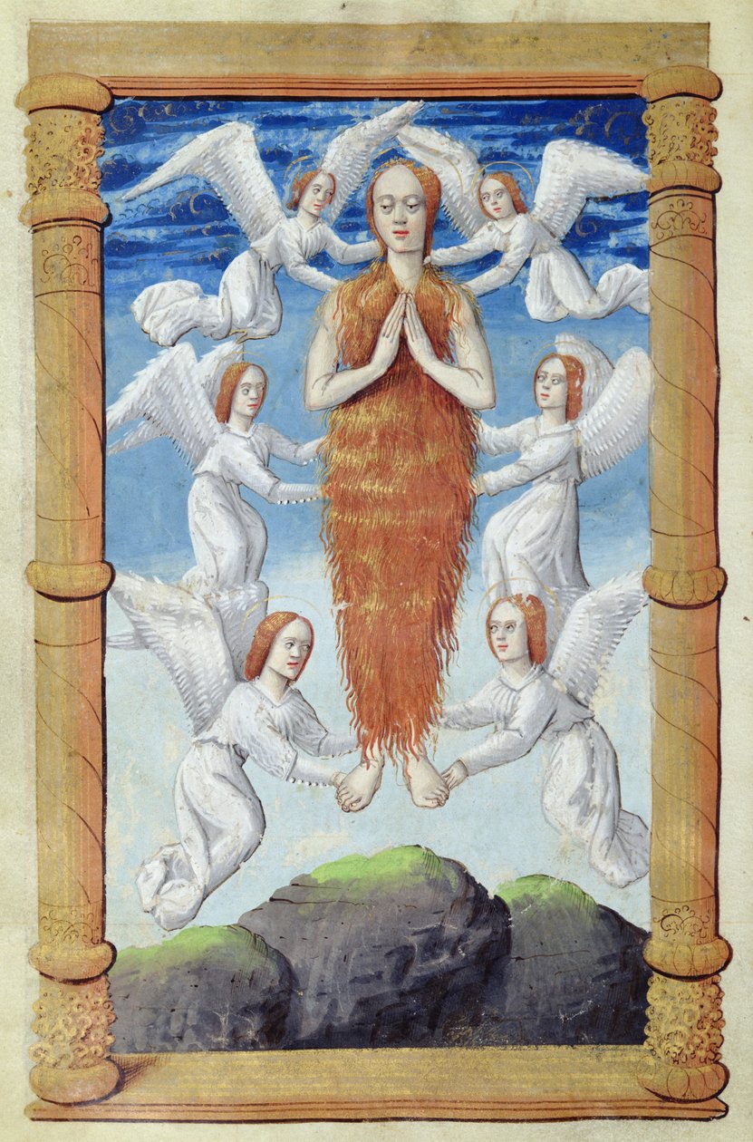 fol.97v Maria Magdalenas himmelsfärd, från Heures a l