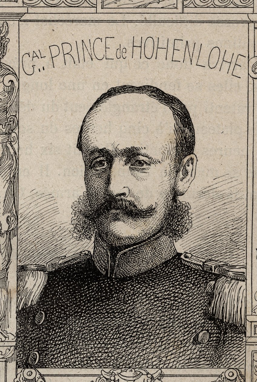 porträtt av den tyske generalen Clovis de Hohenlohe-Schillingsfurst - 1870-71 (gravyr) av French School