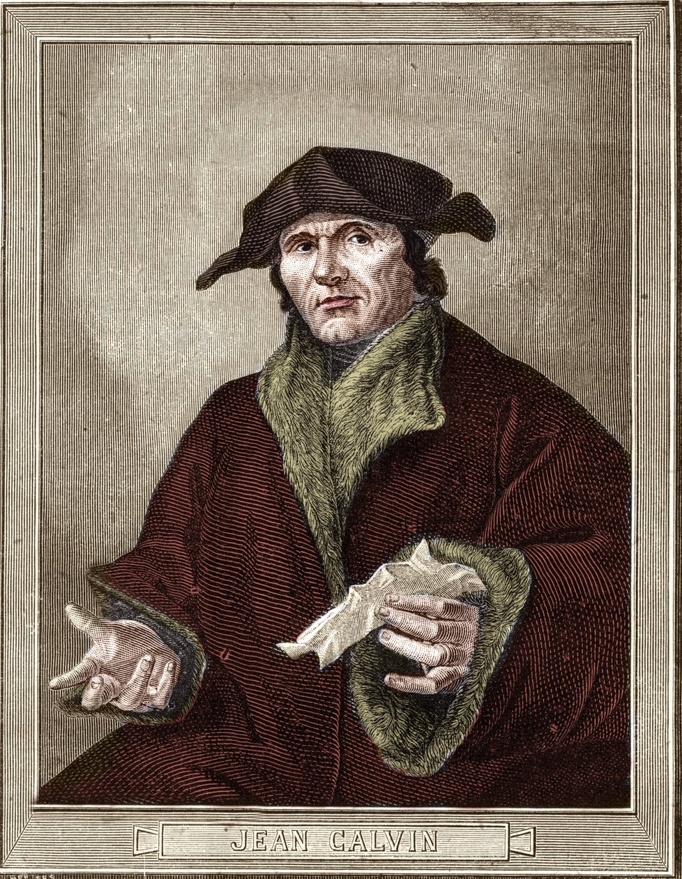 porträtt av Jean Calvin (1509-1564), fransk religiös reformator och författare. av French School