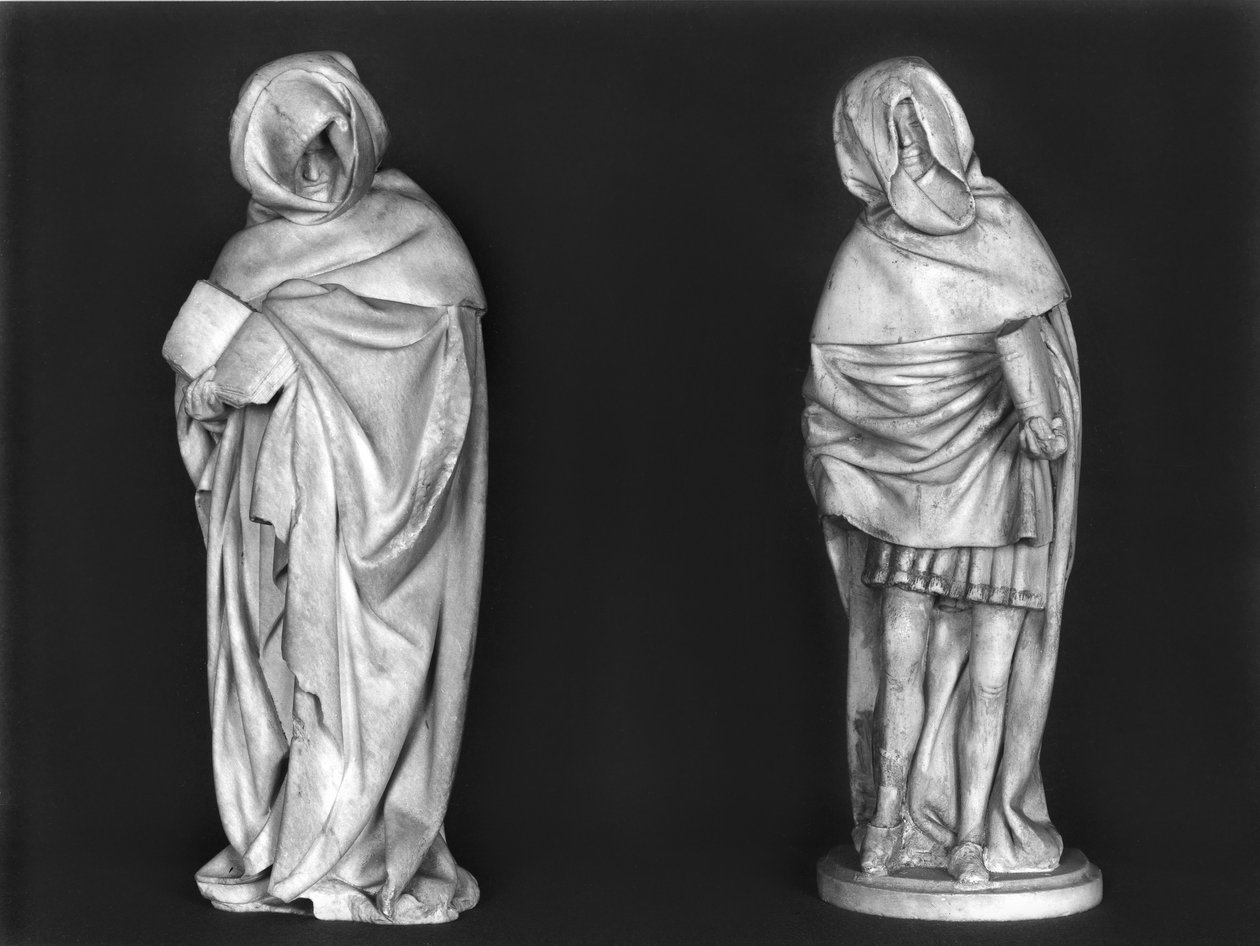 rwo Mourners, från graven av Duc Jean de Berry (1340-1416) c.1450-53 salabaster) r8:graven var tidigare vid Sainte-Chapelle i Bourges; av French School