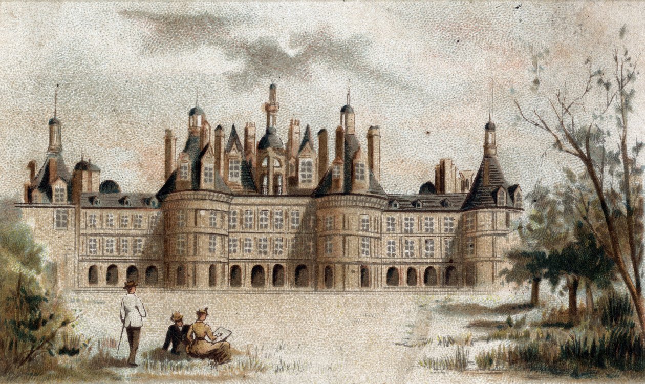 utsikt över Chateau de Chambord (Loir et Cher). av French School