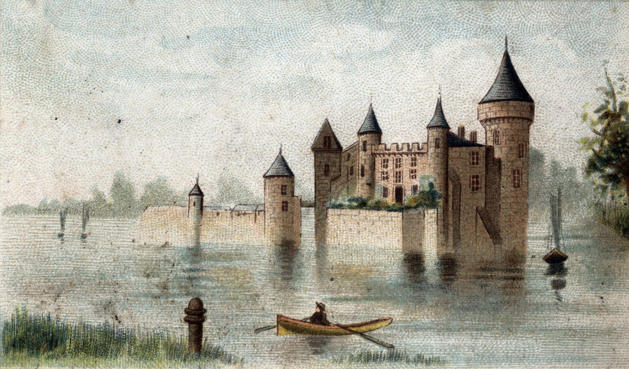 utsikt över Chateau de la Brede (Gironde). av French School