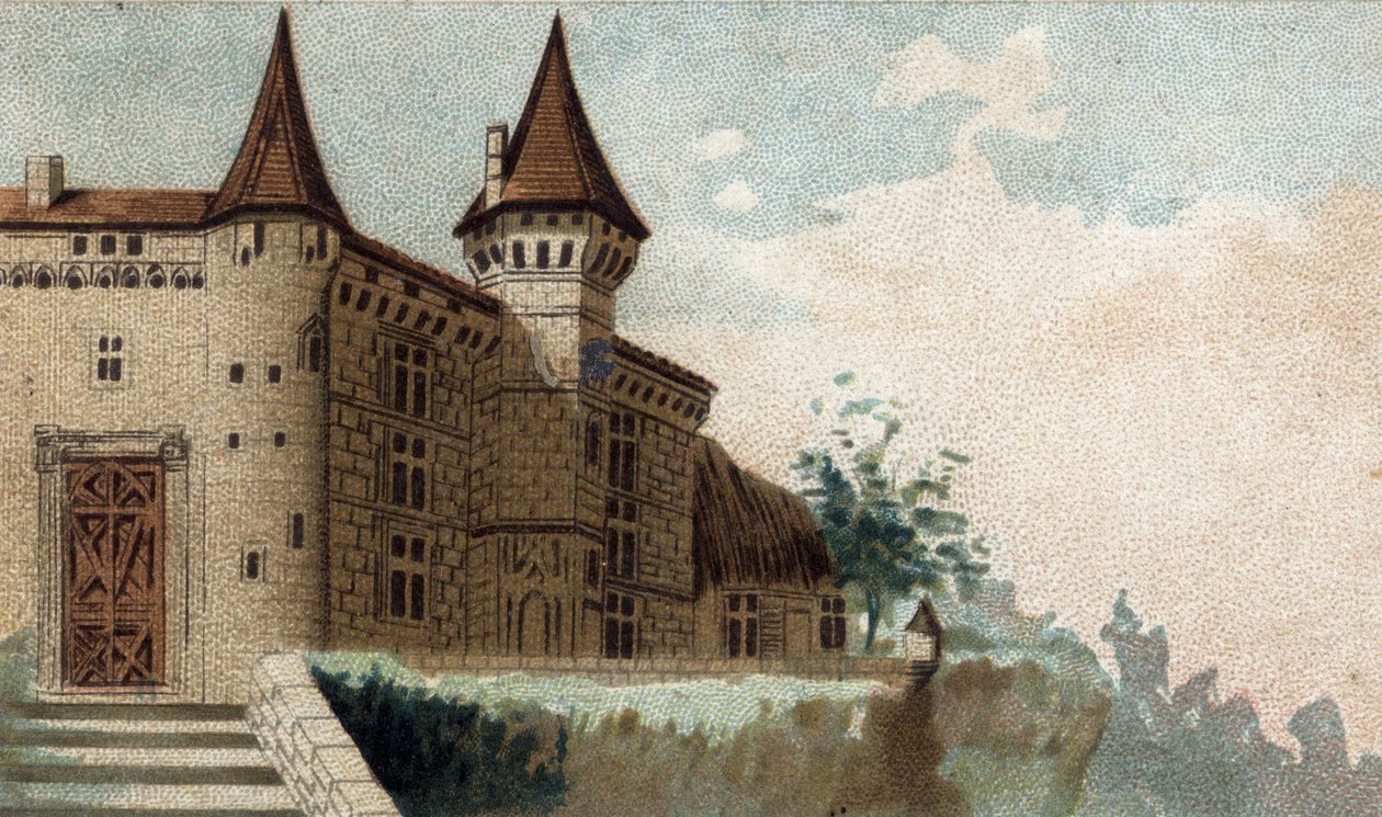utsikt över Chateau de la Roche Lambert. av French School