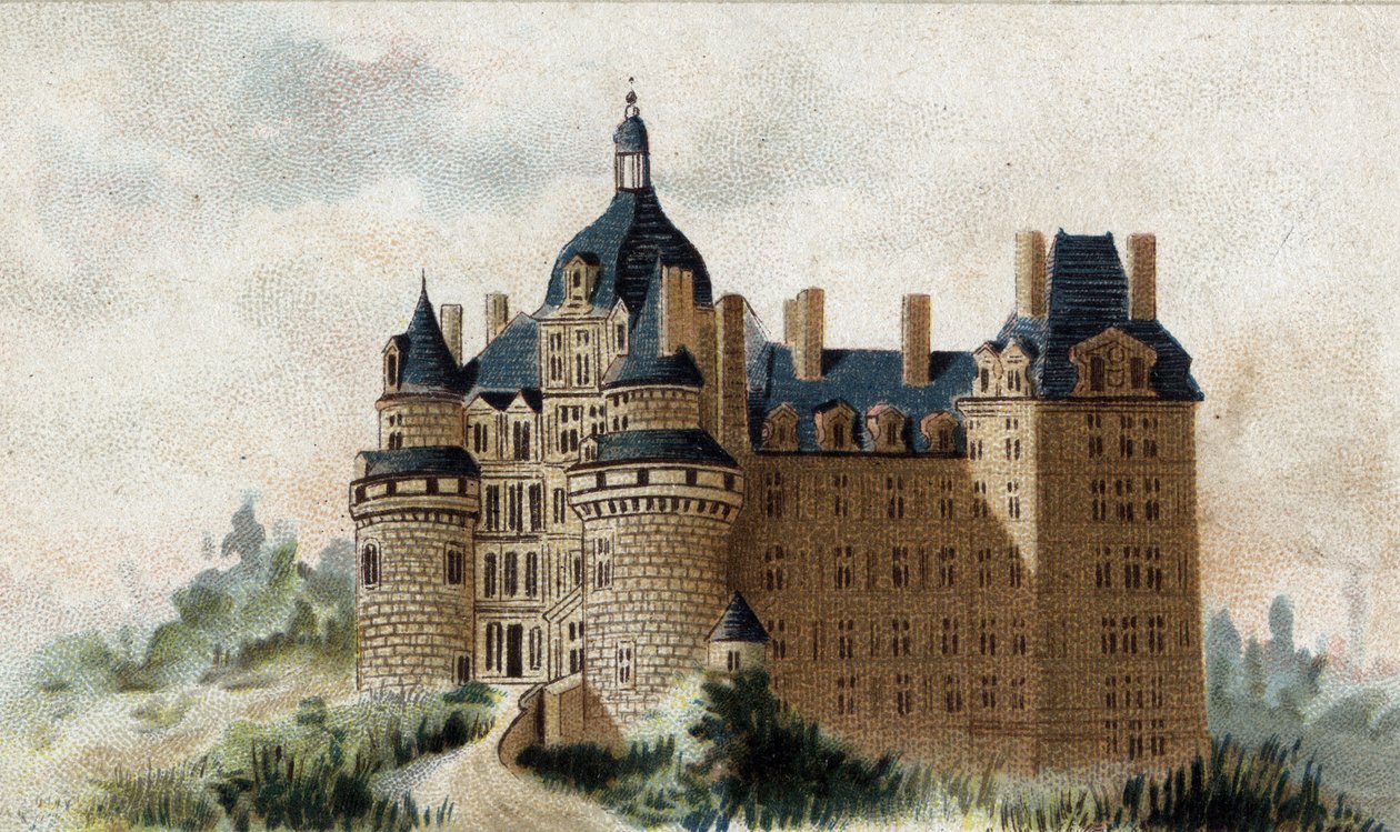 utsikt över slottet Brissac (Maine et Loire). av French School
