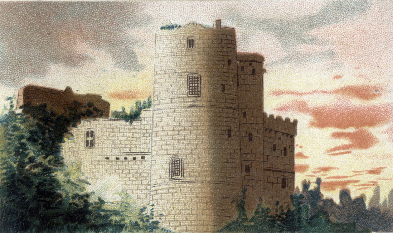 utsikt över slottet Clisson (nedre Loire) av French School