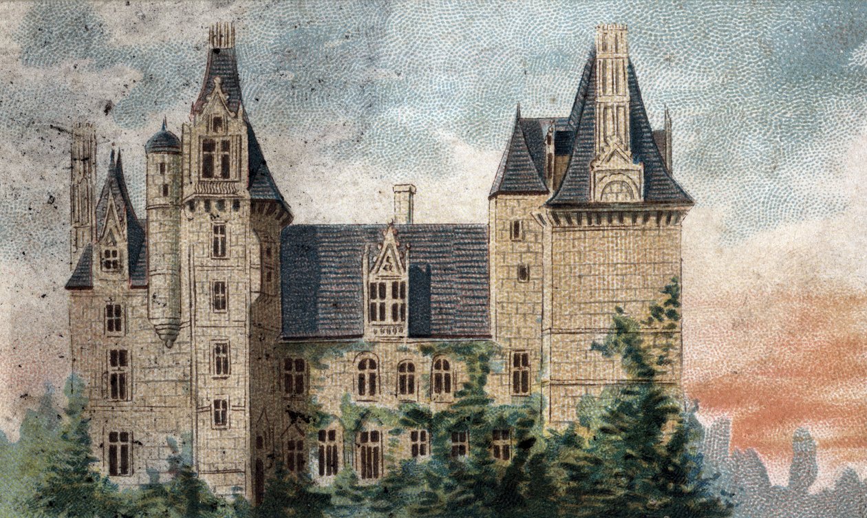 utsikt över slottet Montigny-le-Ganelon (Montigny le ganelon) (Eure et loir). av French School