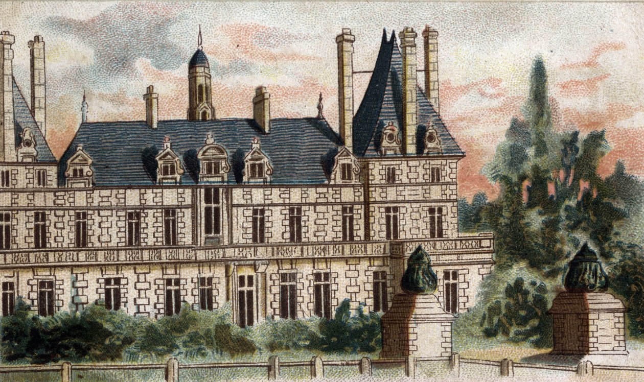 vy över slottet i Rosny (Seine och Oise). av French School