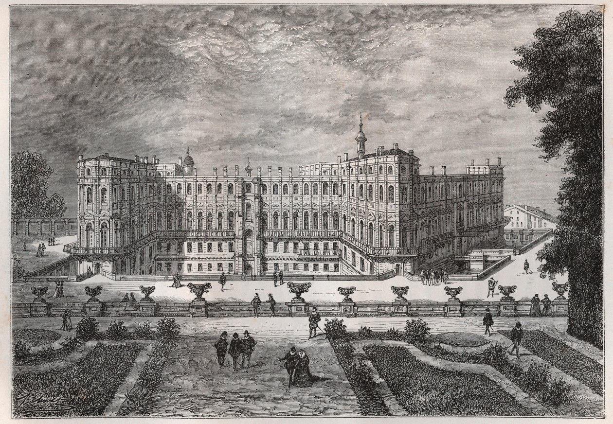 utsikt över slottet Saint-Germain (Saint Germain) (Seine och Oise) under Henri IV - gravyr från "" Frankrikes historia berättad för mina barnbarn"" - av Francois Guizot - 1872-1876 av French School