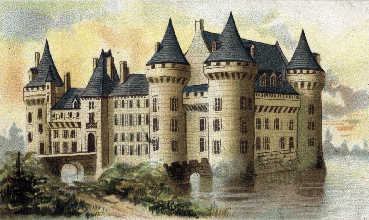 utsikt över slottet Sully (Loiret). av French School