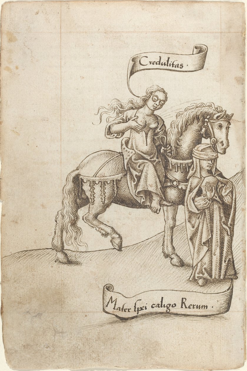 Godtrohet förbereder sig för att vårda hoppets moder [fol. 18 verso] av French early 16th Century