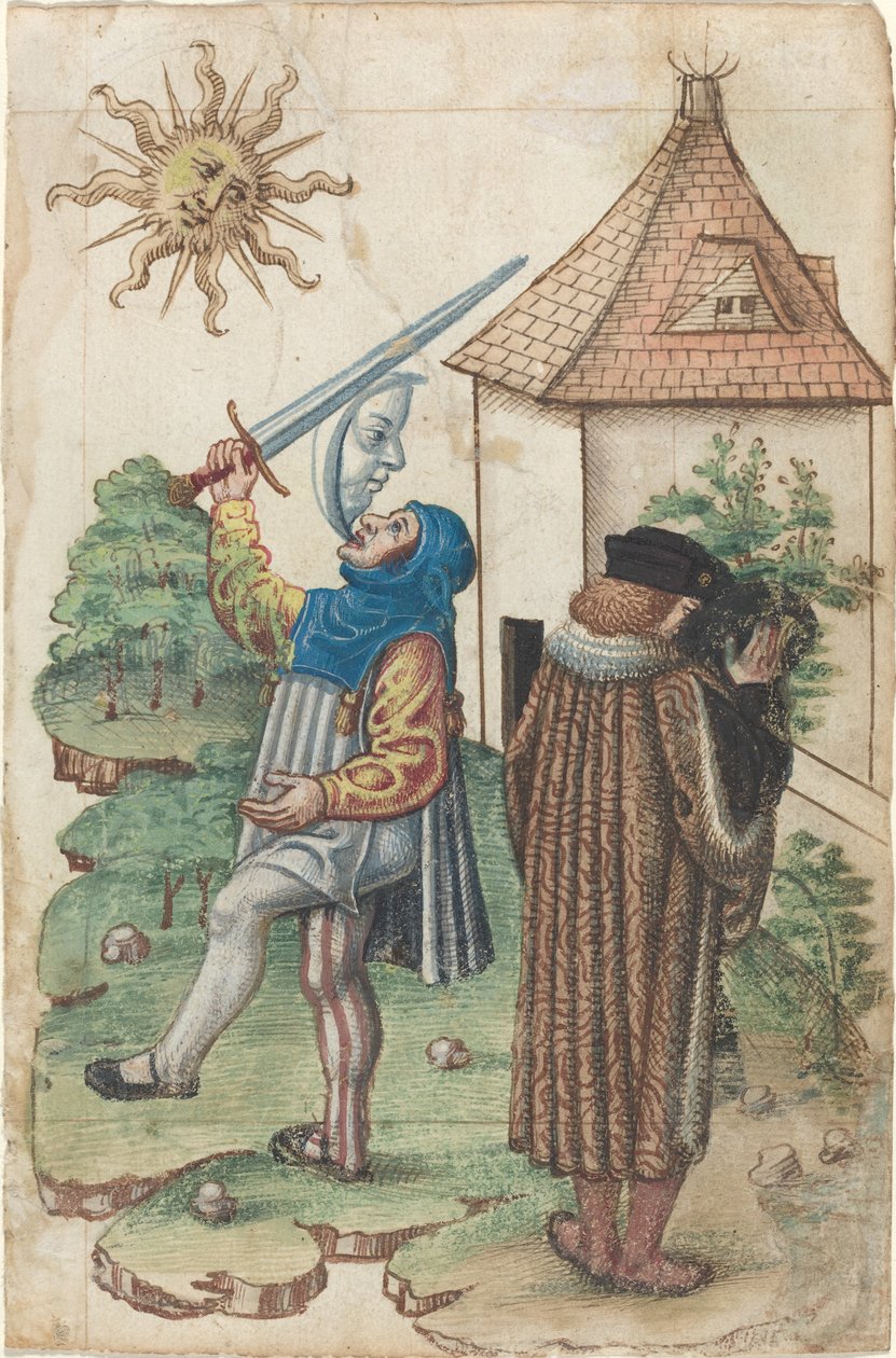 "Speak Not Against the Sun" och "Gör inte vatten mot solen" [fol. 39 recto] av French early 16th Century