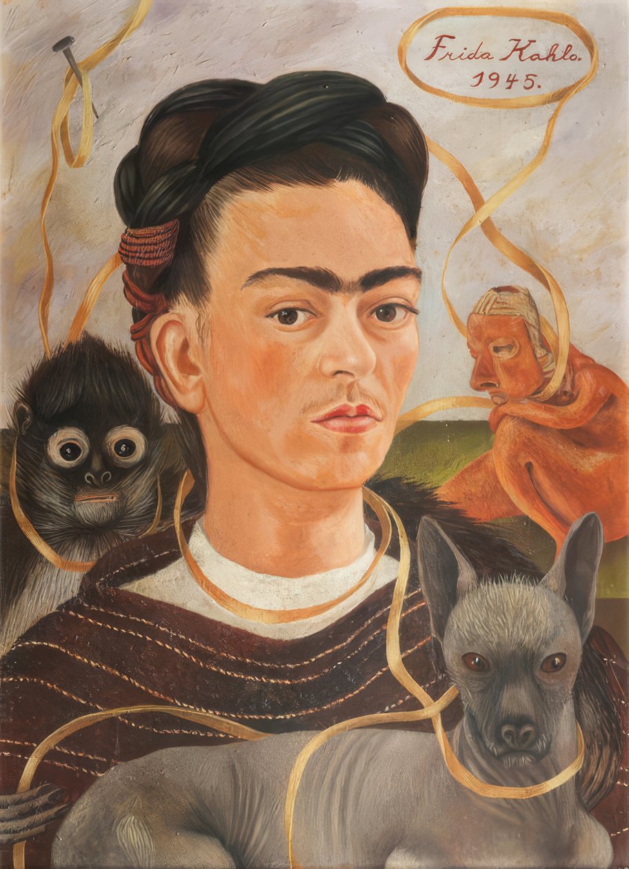 Autorretrato med changuito av Frida Kahlo