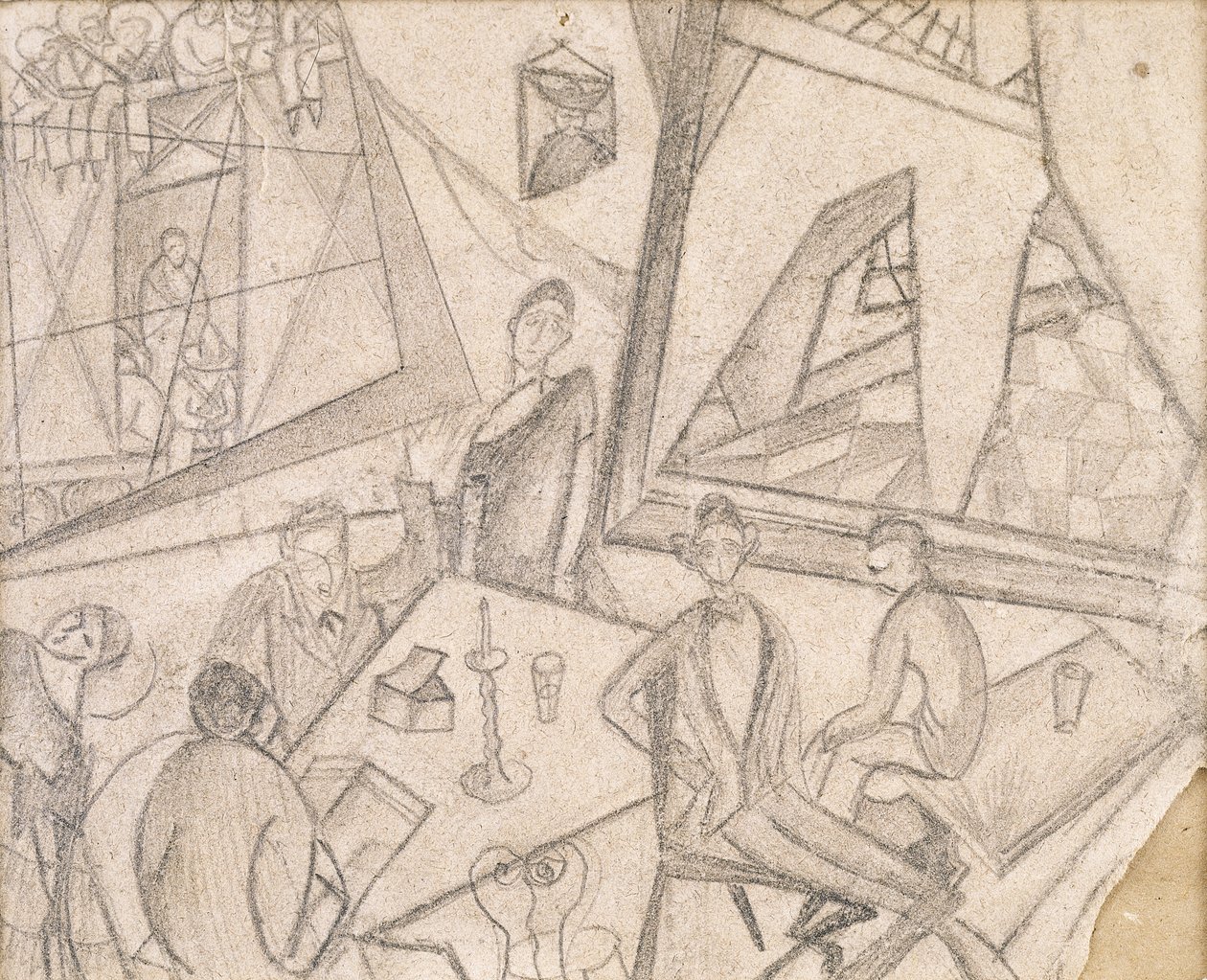 Frida och hennes samtida, ca 1925 (blyerts på papper) av Frida Kahlo