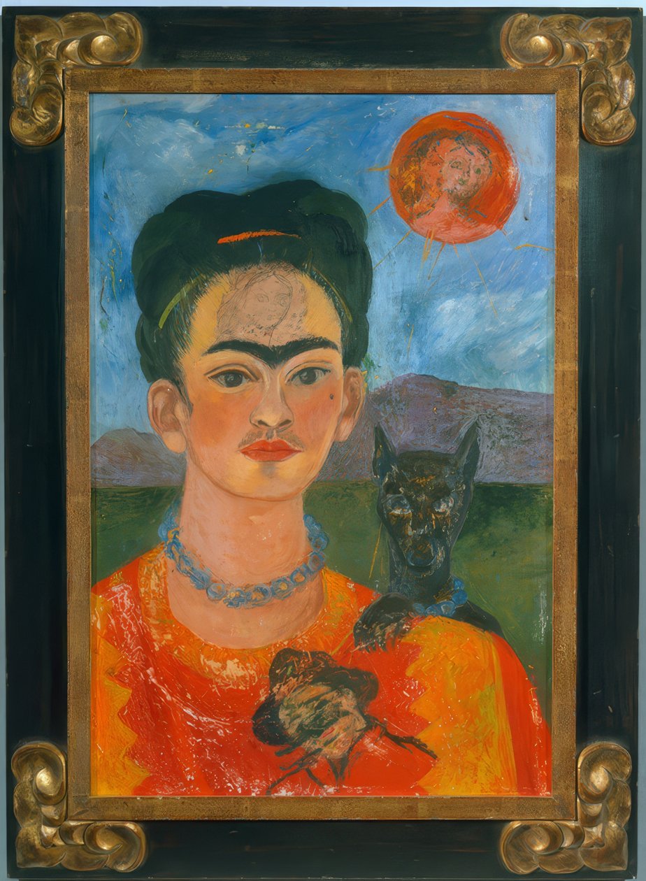 Självporträtt med porträttet av Diego på bröstet... av Frida Kahlo