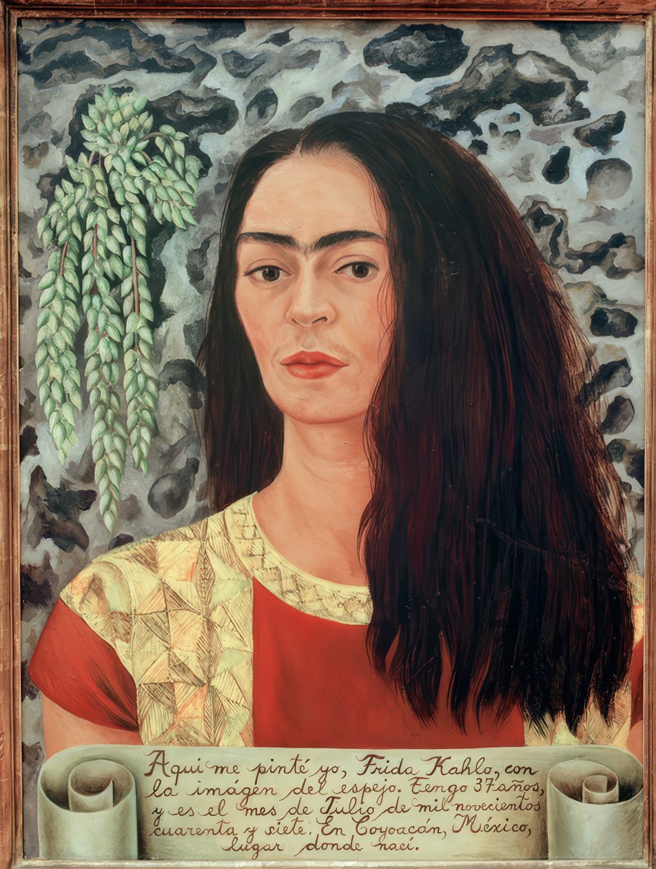 Självporträtt med utsläppt hår av Frida Kahlo