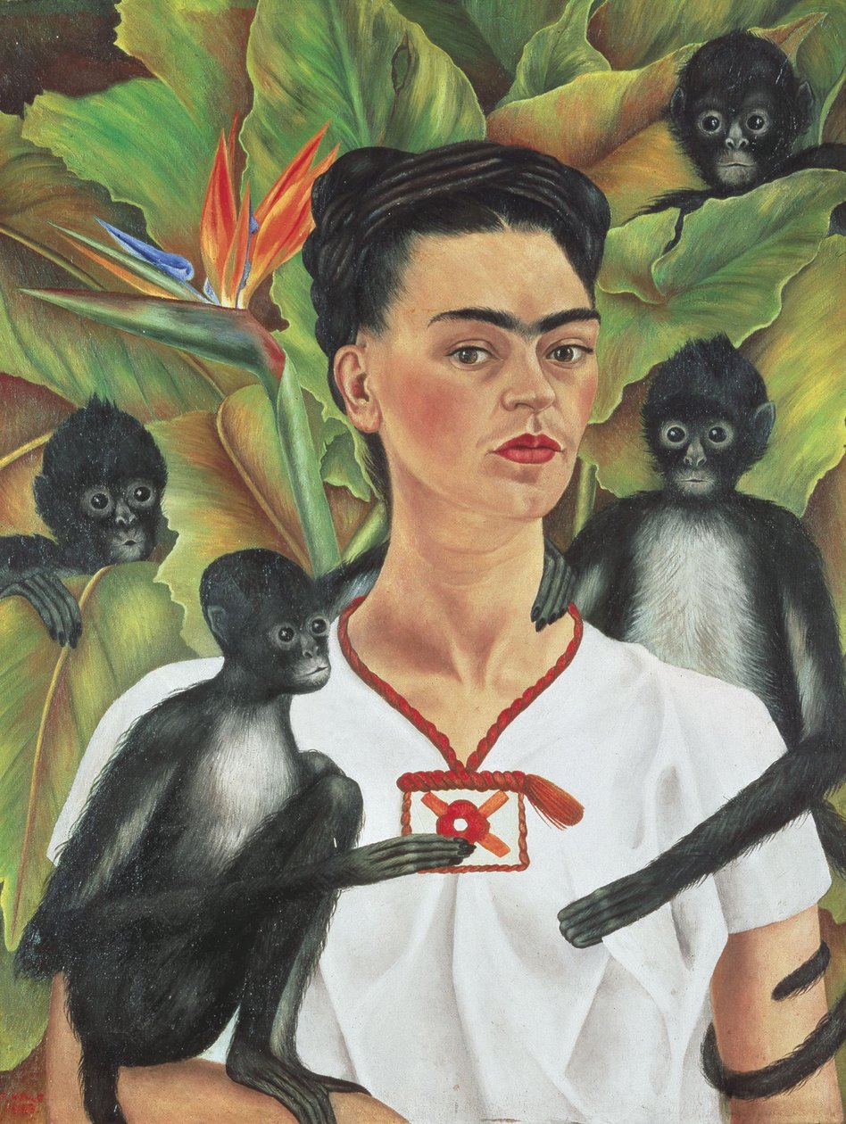 Självporträtt med apor av Frida Kahlo