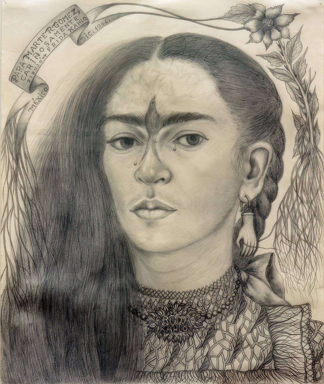 Självporträtt tillägnat Marte R. Gómez av Frida Kahlo