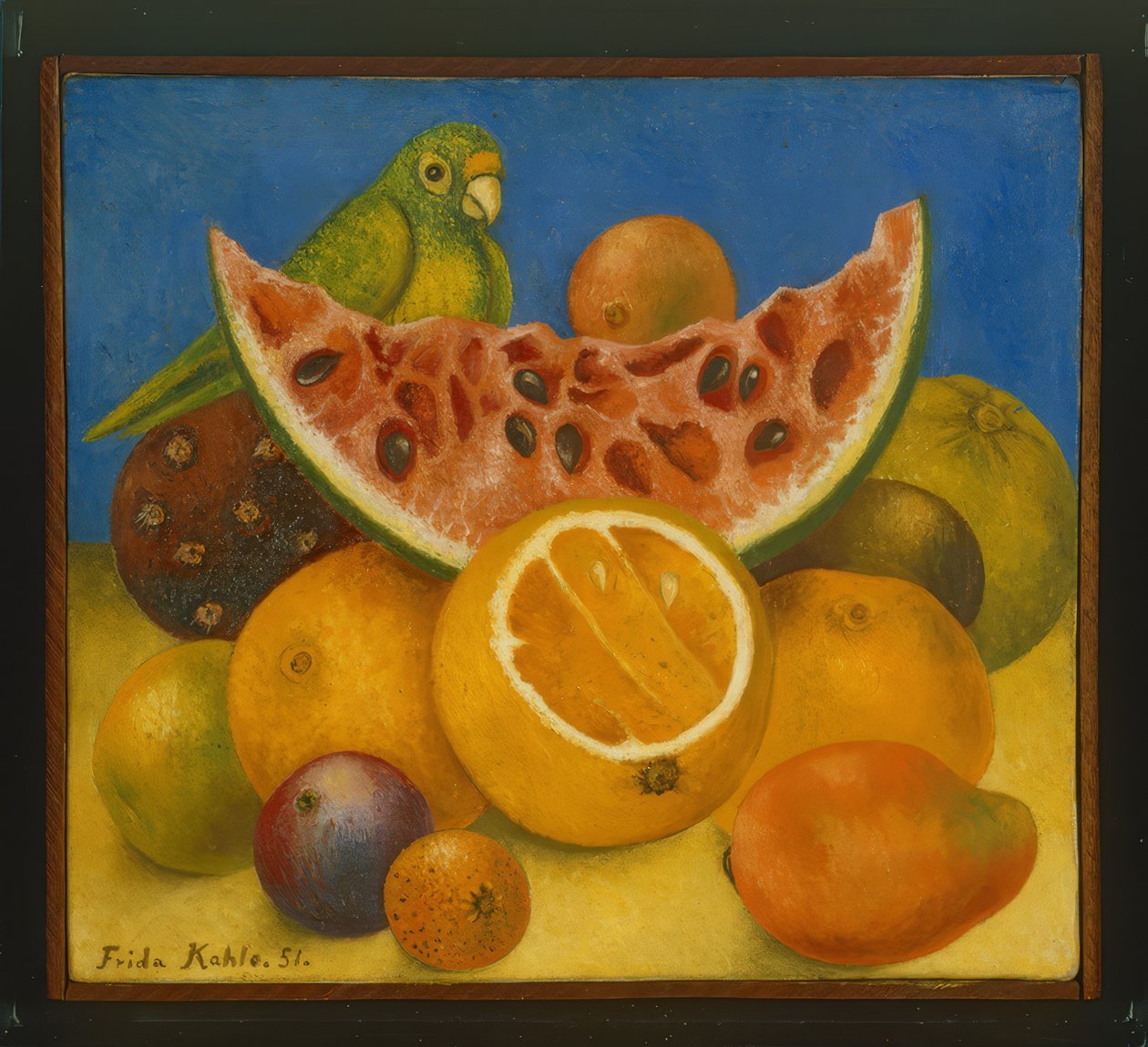 Stilleben med papegoja av Frida Kahlo