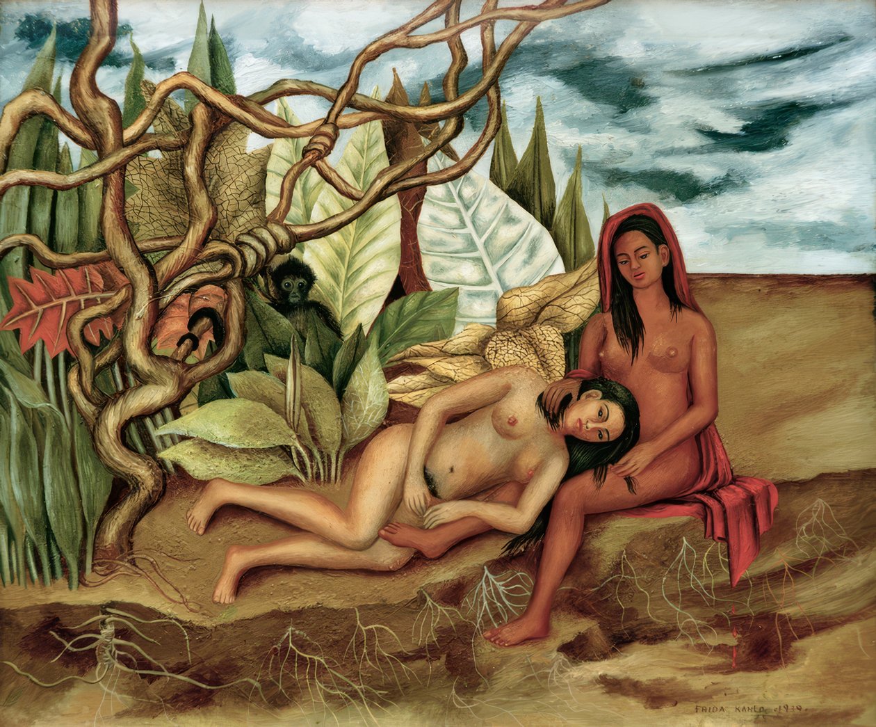 Två nakenstudier i skogen av Frida Kahlo