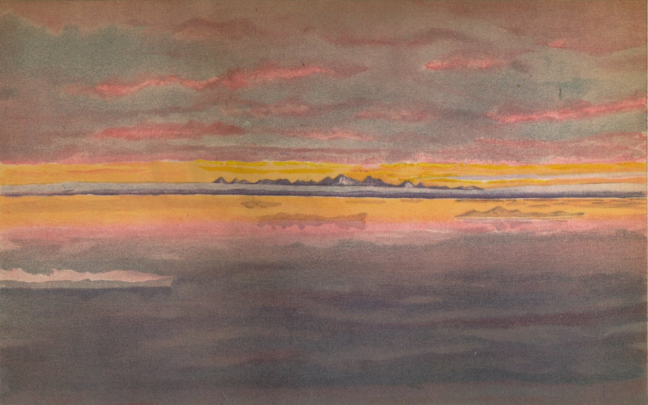 Solnedgång utanför Asiens norra kust, norr om Chatangas mynning, 1893, 1897 av Fridtjof Nansen