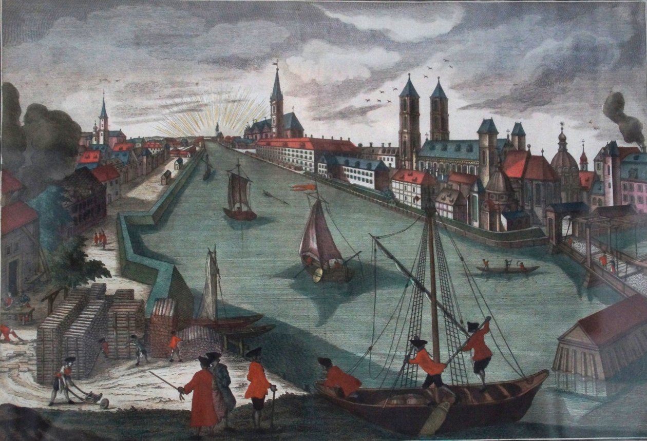 Wroclaw, utsikt från öster om katedralön av Friedrich Bernhard Werner