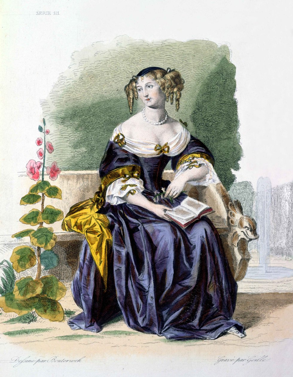 Porträtt av Madame de Lafayette (1634-93) graverad av Geille av Friedrich Bouterwek