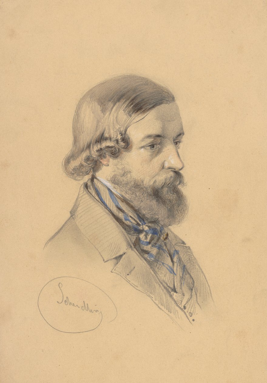 Studie av en skäggig man av Friedrich Carl von Scheidlin