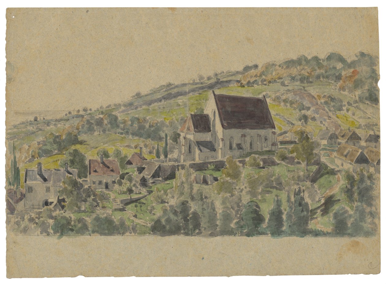 Utsikt över den gotiska kyrkan i Jur nära Bratislava av Friedrich Carl von Scheidlin
