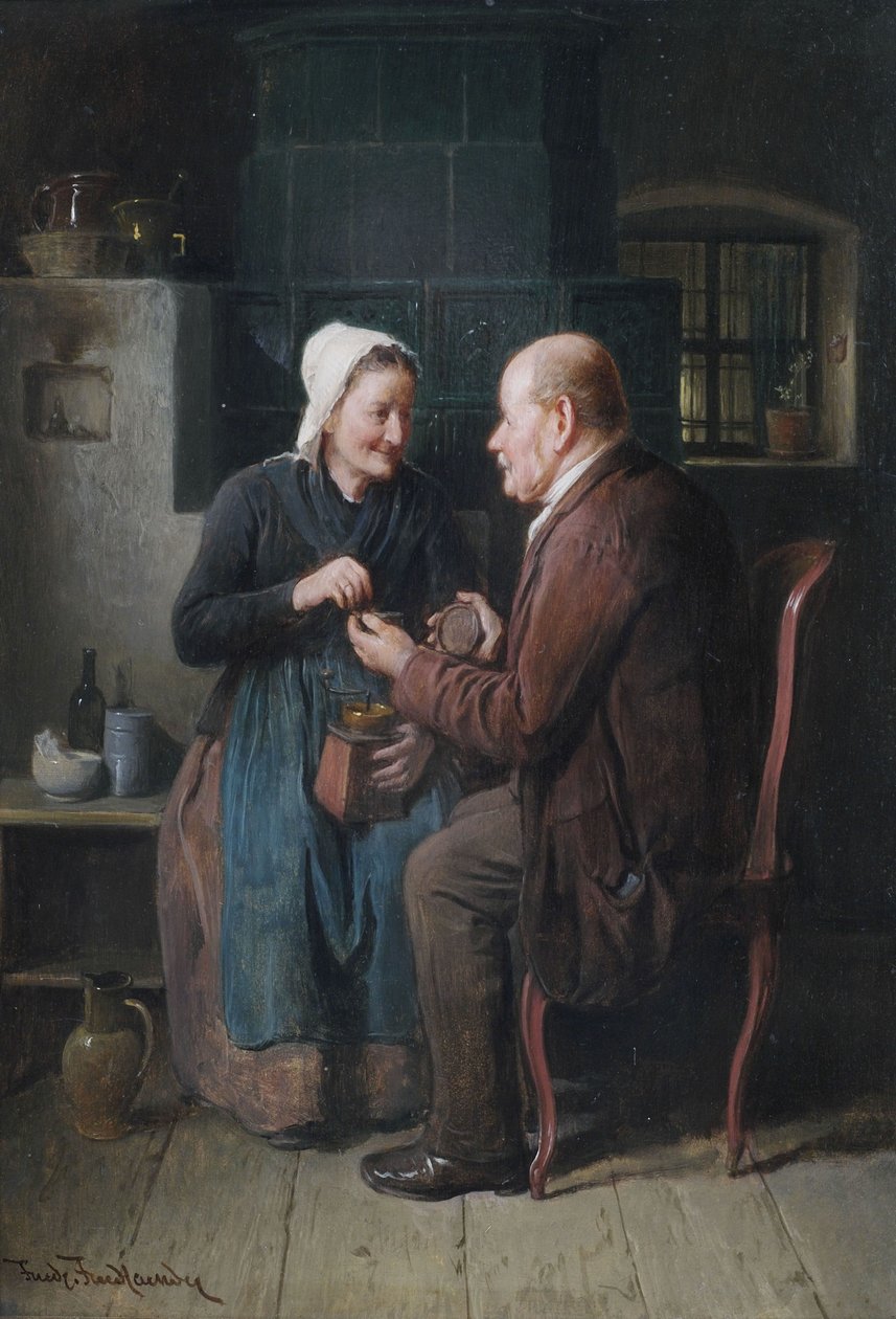Älteres Paar im Kücheninterieur av Friedrich Friedlander