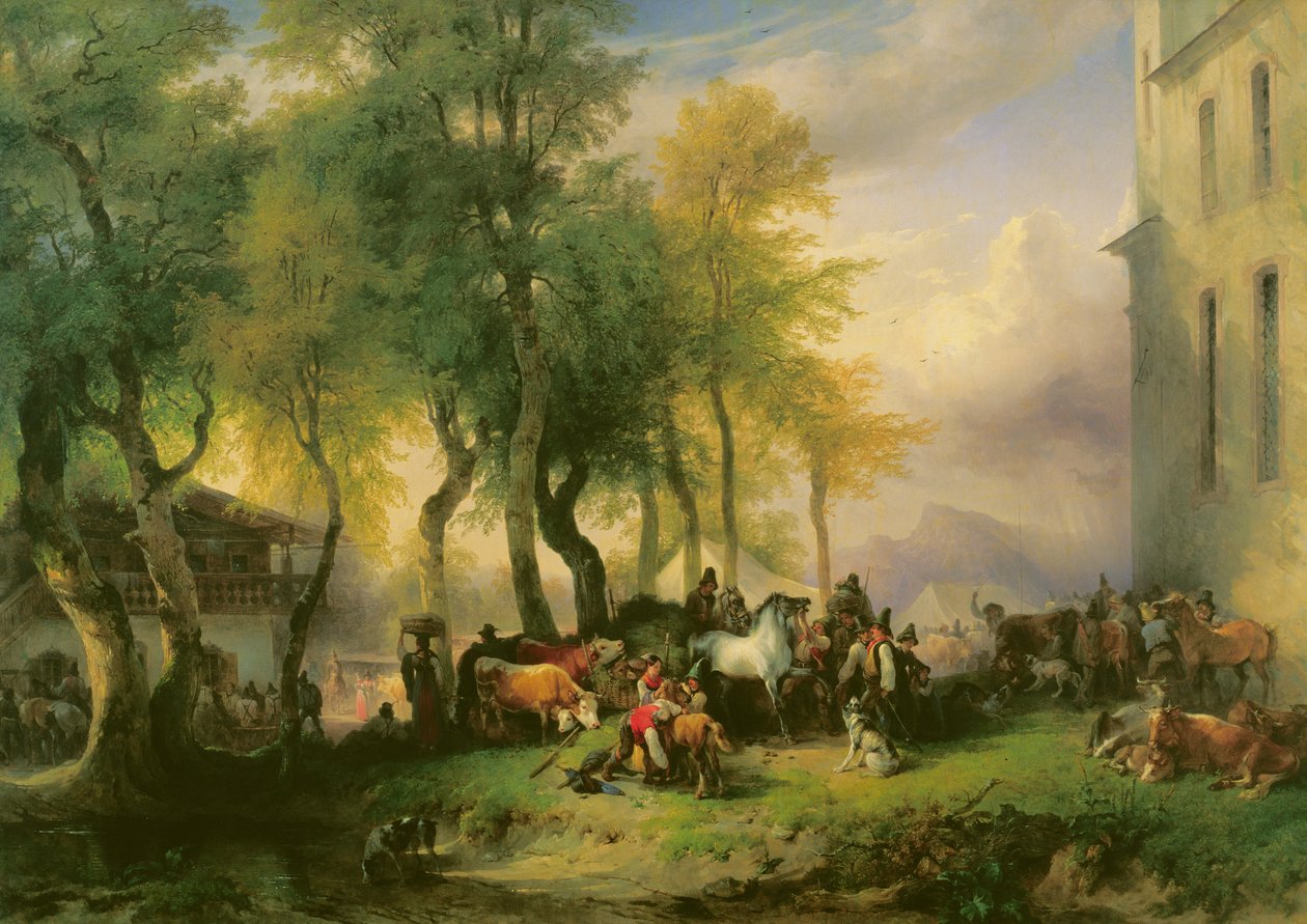 Boskapsmarknad på Mariaslätten, 1837 av Friedrich Gauermann
