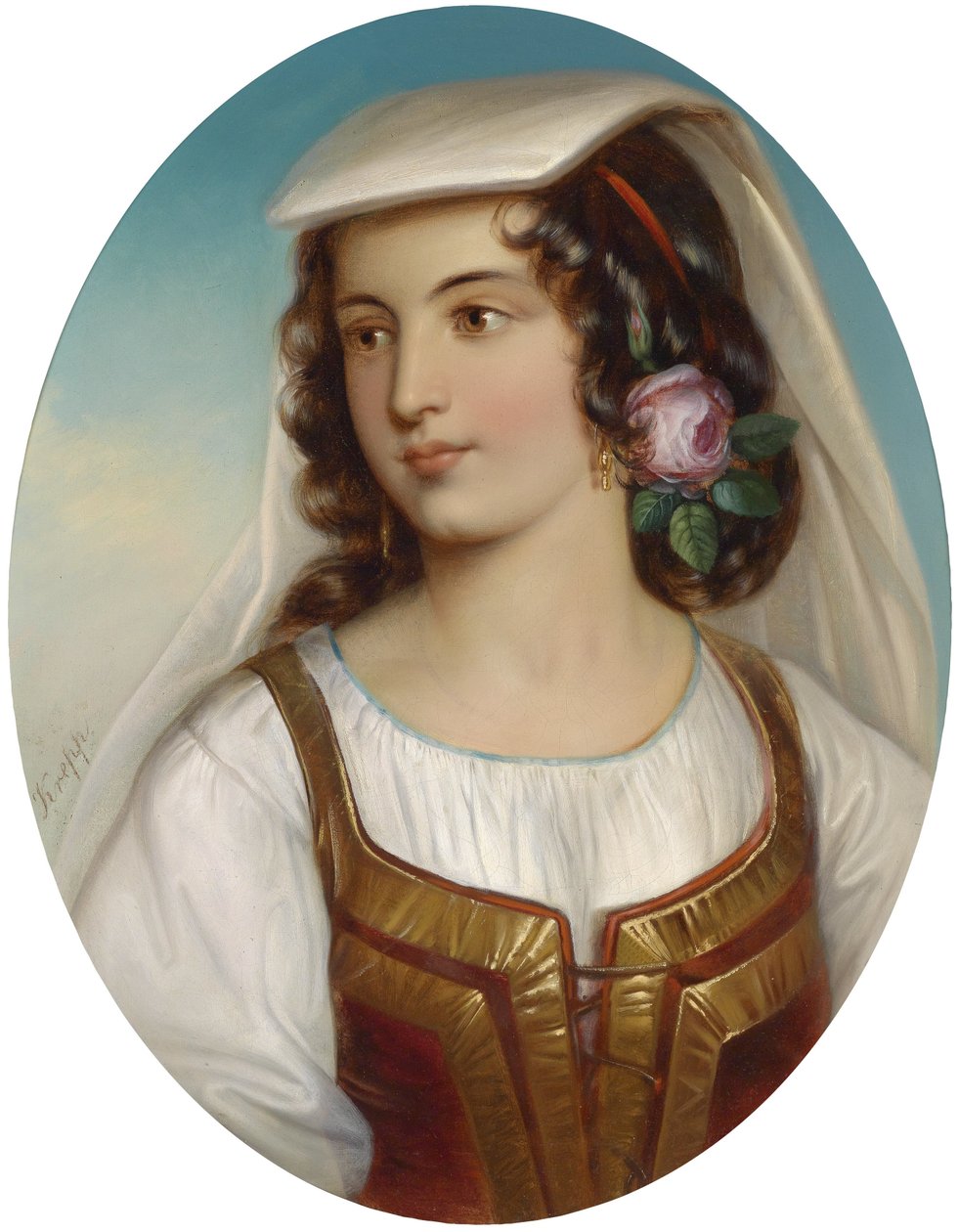 Flickor i traditionella syditalienska kläder av Friedrich Krepp