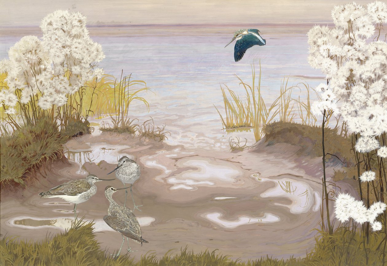 Fågel på Elbes lera, 1910 (tempera på kort) av Friedrich Lissmann