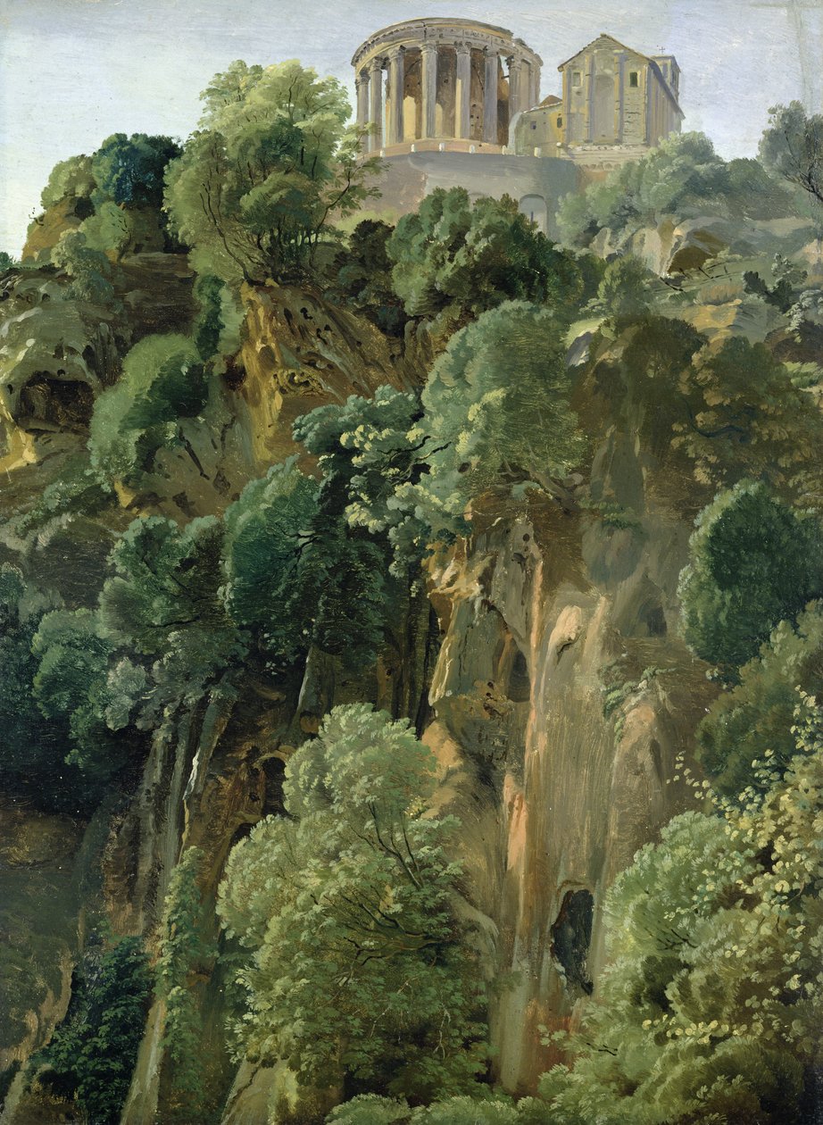 Vestas tempel och sibyllerna i Tivoli, 1834 (olja på papper ombord) av Friedrich Nerly