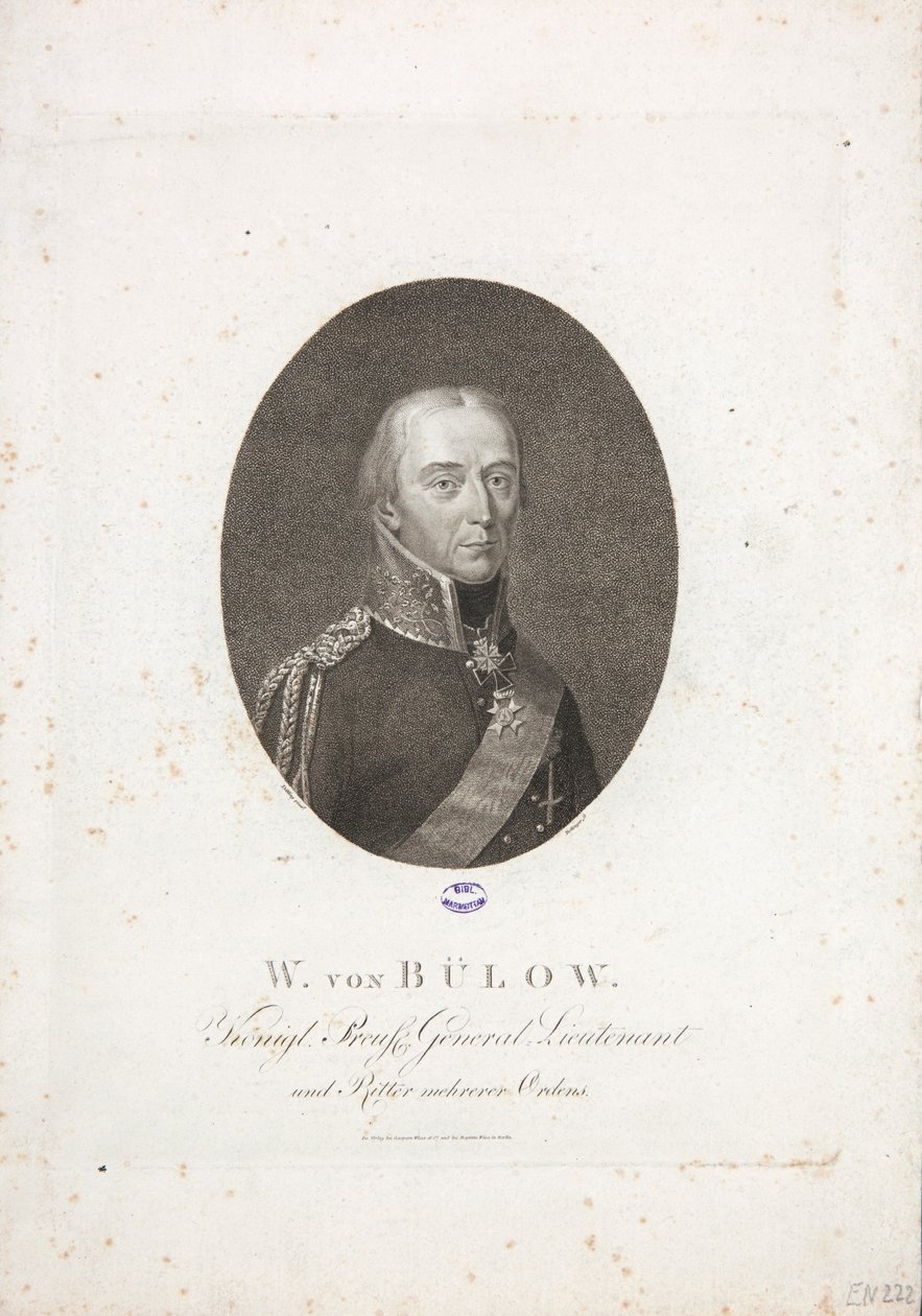 Friedrich Wilhelm Bülow von Dennewitz, ca 1814 av Friedrich Wilhelm Bollinger