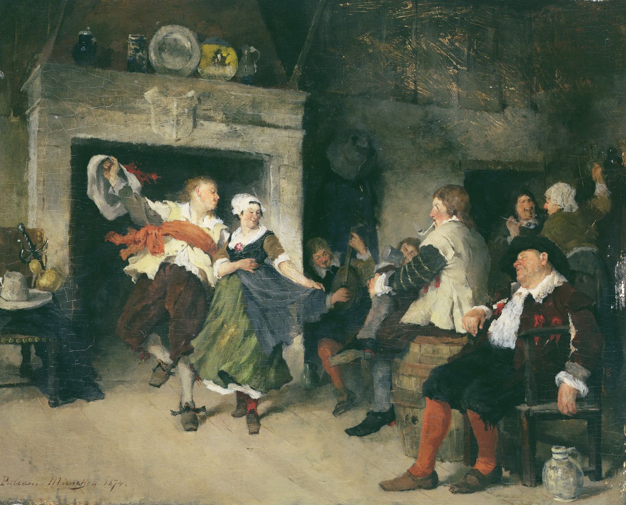 Par som dansar på en krog, 1874 av Friedrich von Puteani