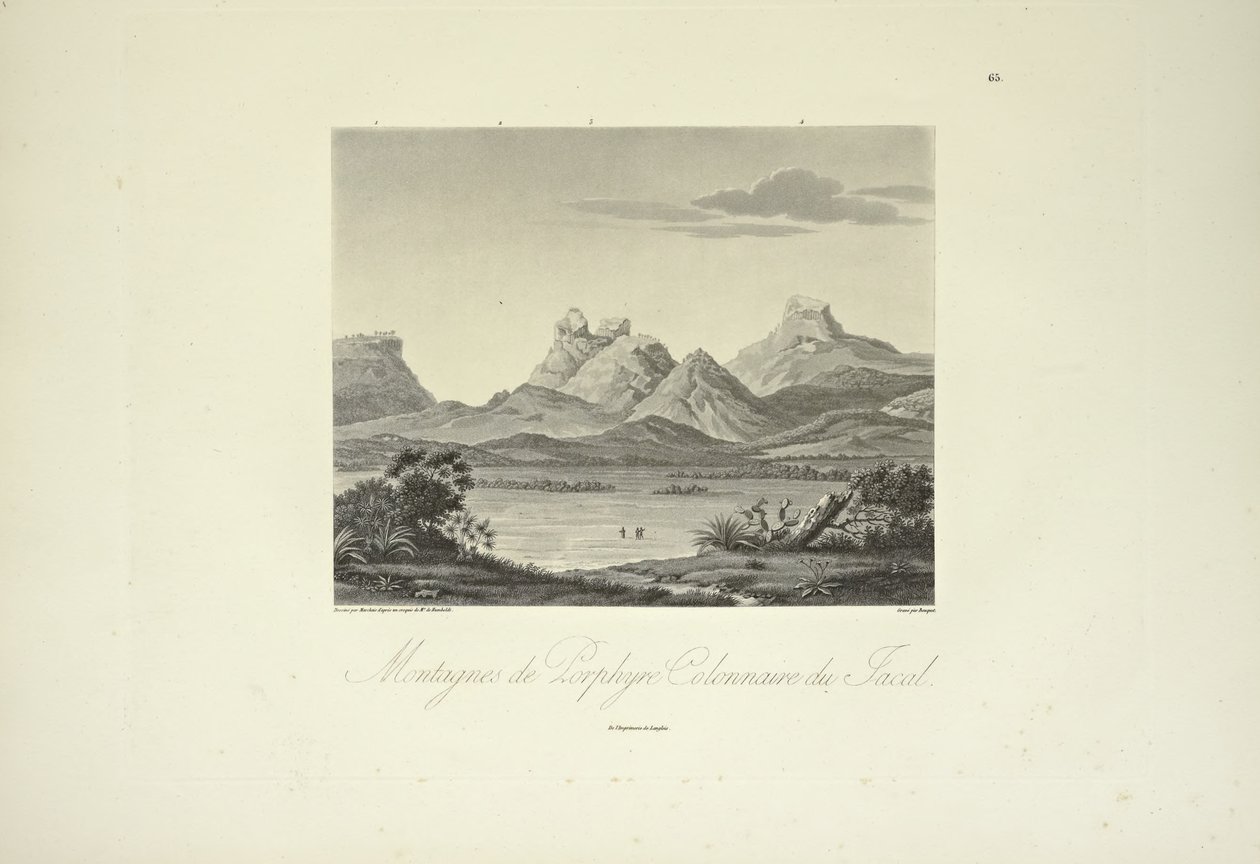 Mountains of Columnar Porphyry, Jacal, tecknad av Marchais, graverad av Bouquet, illustration från 