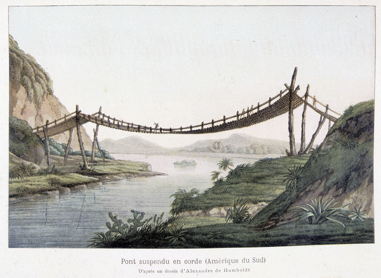 Rephängbro i Sydamerika, baserad på en ritning av Alexander Von Humboldt (Alexander de Humboldt av Friedrich Alexander Baron von (after) Humboldt