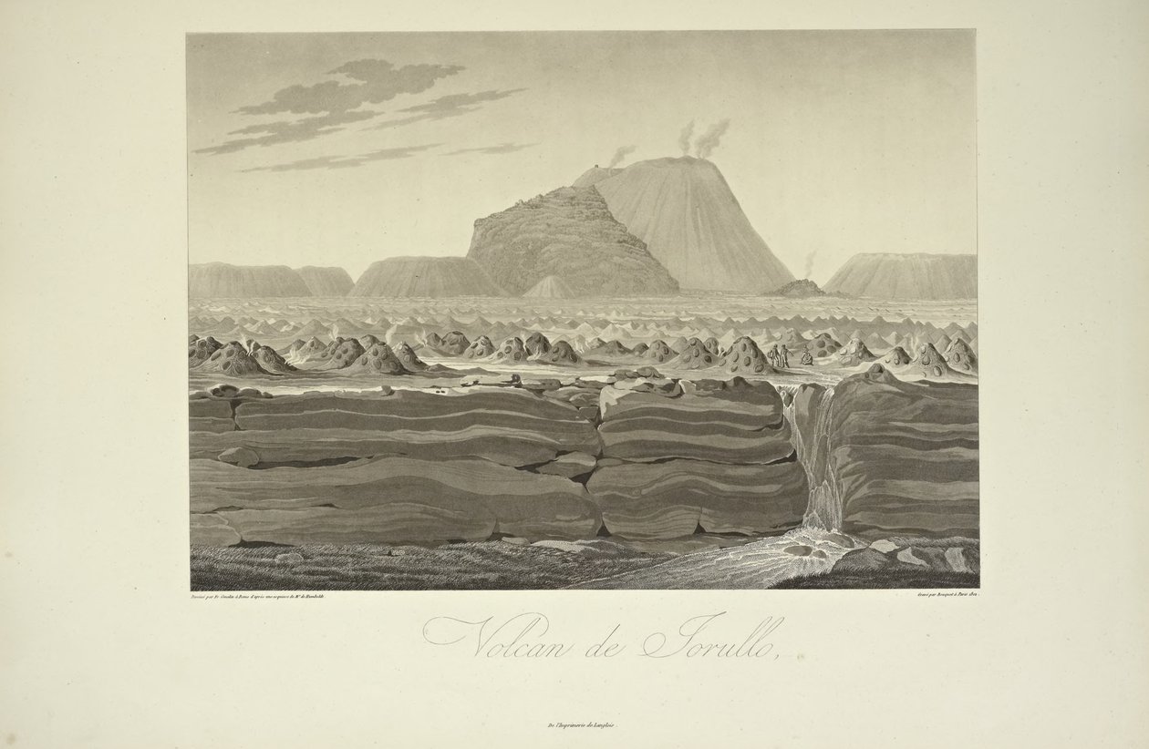 Volcano of Jorullo, tecknad av Gmelin, illustration från "Views of the Cordilleras and Monuments of the Native Peoples of America" ​​av Alexander von Humboldt och Aime Bonpland av Friedrich Alexander Baron von (after) Humboldt