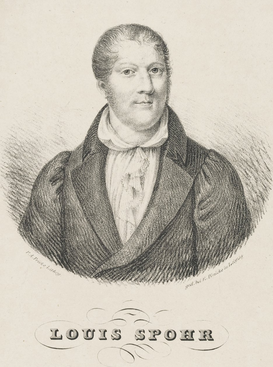 Porträtt av Louis Spohr 1784-1859, ca. 1830-1840. av Friedrich August Fricke