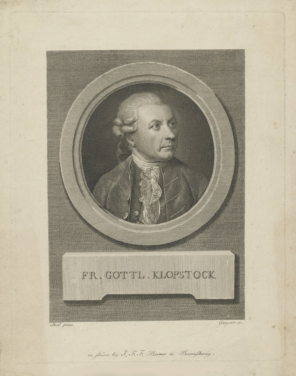 Porträtt av Friedrich Gottlieb Klopstock 1724-1803, ca. 1790. av Friedrich Christian Gottlieb Geyser